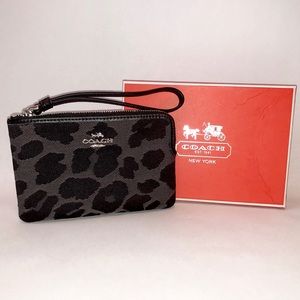 Coach Leopard Print Corner Zip Wristlet